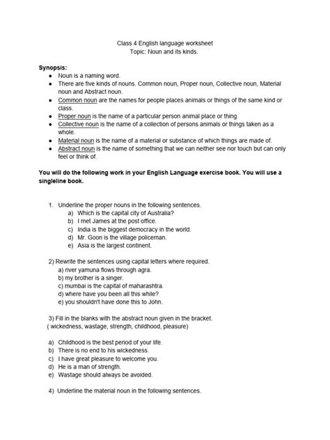 Image result for 4th Class English Worksheet