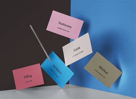 Free Falling Business Cards Mockup PSD - Good Mockups