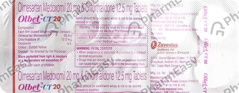 Olbet Ct 20mg Strip Of 10 Tablets: Uses, Side Effects, Price & Dosage ...