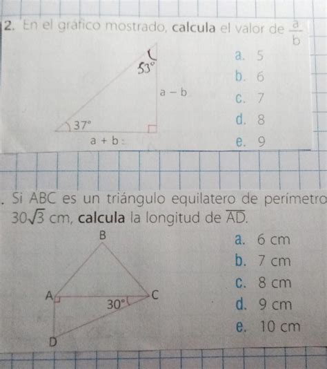 Podrían resolverme estos ejercicios de Trigonometria, el tema es Rt de ...