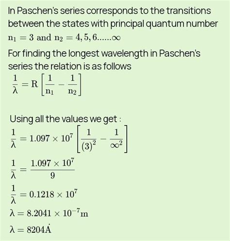 Calculate the maximum and minimum wavelengths for the Paschen series of ...