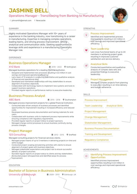 Image result for Operations Project Manager CV