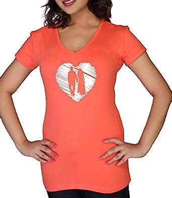 Buy Clifton Women's Printed T-Shirt Half Sleeve V-Neck-Deep Orange ...