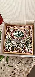 Handicrafts Paradise Marble Chowki Multi Color 4inch, Set of 4pc ...