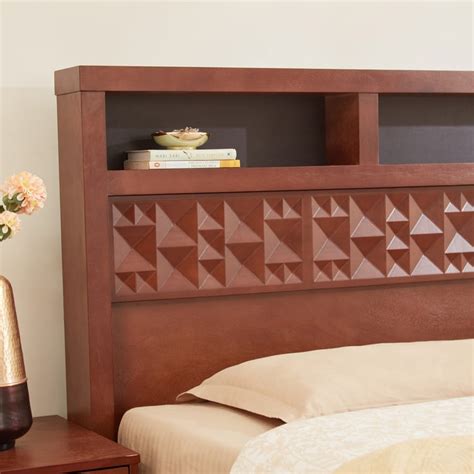Buy Denis Rio Mahogany Wood King Bed with Hydraulic Storage - Walnut ...