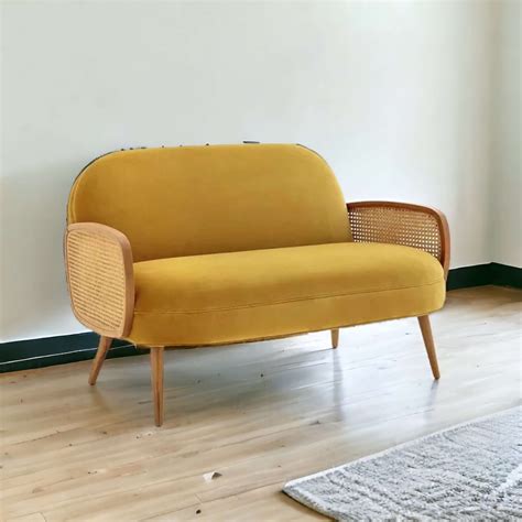 Modern Mini Sofa: Rattan Arms & Teak Frame | Buy Online in India ...