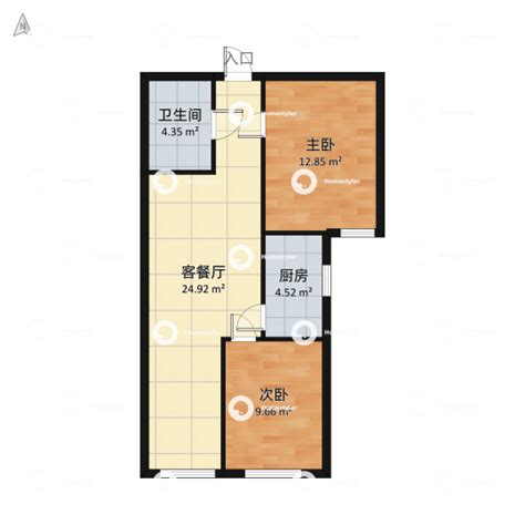 北京市海淀区 首创悦榕汇2室1厅1卫 70m²-v2户型图 - 小区户型图 -躺平设计家