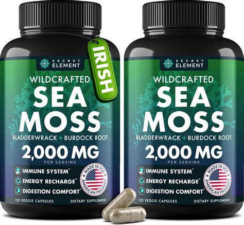 Amazon.com: Sea Moss Capsules - Irish Sea Moss Advanced with Burdock Root, Bladderwrack & Muira ...