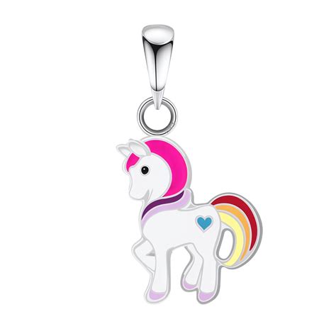 Magical Unicorn Cute Enamel Pendant in 925 Sterling Silver – HighSpark