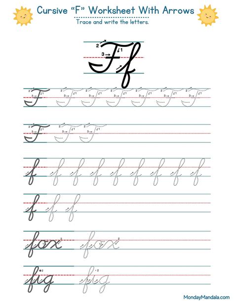 10 Cursive F Worksheets (Free Letter Writing Printables)