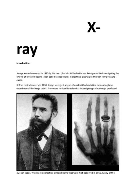 Document - Notes - X- ray Introduction: X-rays were discovered in 1895 by German physicist ...