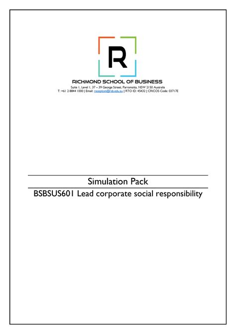 Bsbsus 601 Simulation Pack - Suite 1, Level 1, 37 – 39 George Street ...