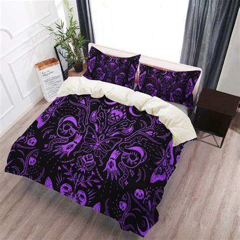 Whimsigoth 3 Piece Bedding Set Witchcore Decor Purple Black Gothic ...