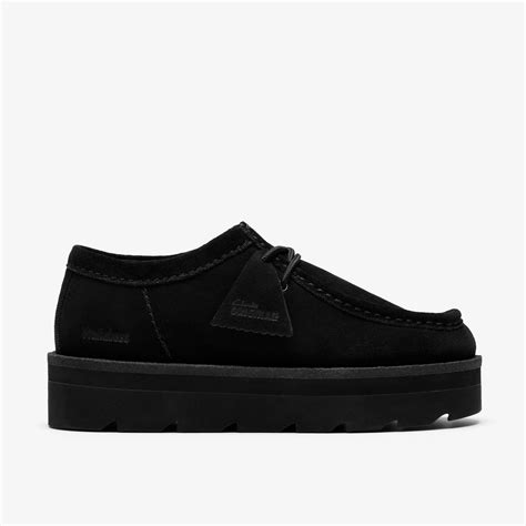Womens Meare Walla Black Suede Slip Ons, Wedges, Wallabee Shoes | Clarks UK