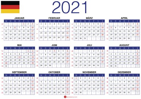2021 Kalender Deutschland | Jahres kalender, Jahreskalender, Kalender