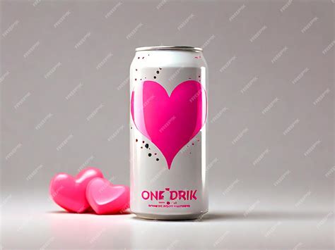 White background energy drink one black can pink heart label | Premium ...