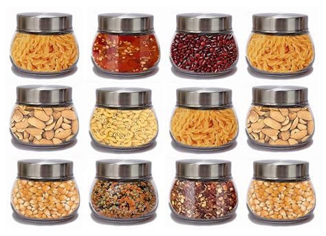 Buy CLOUDMART 300Ml Oval Shape Spice Glass Jars With Rustproof Steel ...