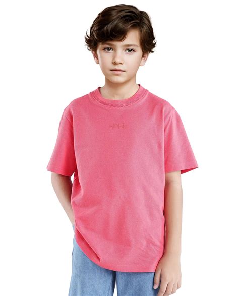 Rare Ones Kids Heron Fluorescent Pink Cotton Fabric Half Sleeves Crew