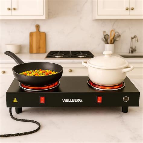 Wellberg 2000W Double Coil Electric Hot Plate | Dual Burner Portable ...