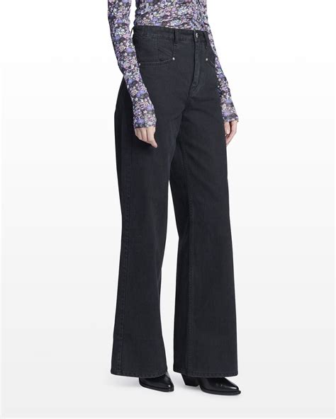 Isabel Marant Lemony Wide-Leg Denim Jeans | Neiman Marcus
