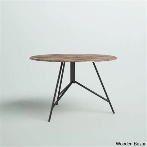 Avelye Modern Round Wood and Metal Coffee and center Table | Wooden Bazar
