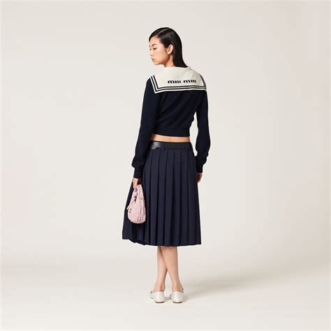 Blue/white Cashmere Cardigan | Miu Miu