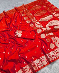 Buy Ratnavali Woven Banarasi Pure Silk, Art Silk Red Sarees Online ...