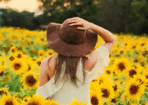 Wallpaper  : paint brushes, painting, flowers, sunflowers, women, landscape 2000x1427 - 2132312 - 1765955 - HD Wallpapers - WallHere