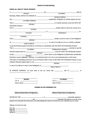 Fillable Online Deed of Undertaking form Fax Email Print - pdfFiller