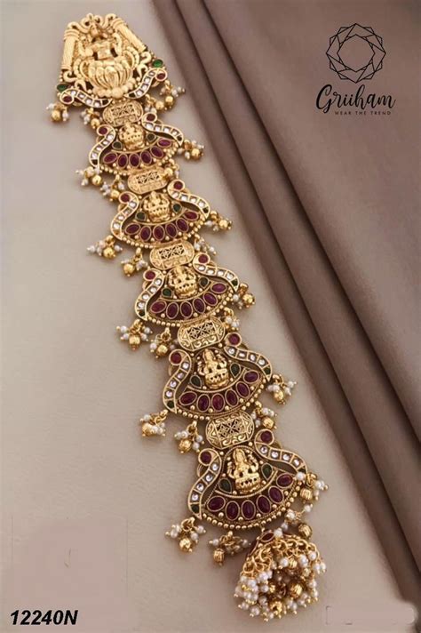 22k 1gm Gold Plated Ruby Colour Studded Hair Jada/Amboda / Hair Pin/Ra ...