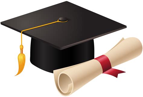 Graduation Cap and Diploma PNG Clip Art
