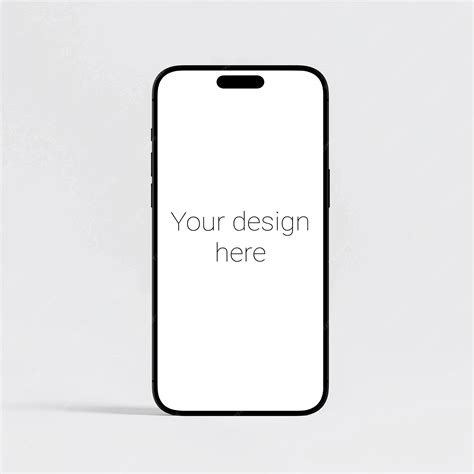 Black iphone mockup with front view on white surface | Premium PSD