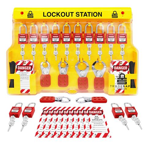 TRADESAFE Lockout Tagout Station with Loto Devices - 14 Pack Safety ...