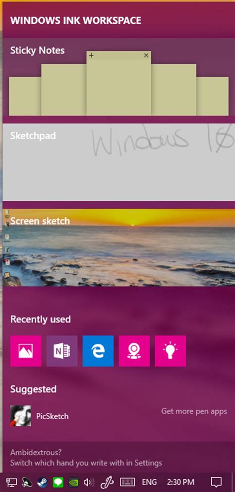Image result for Windows Ink Workspace Bar