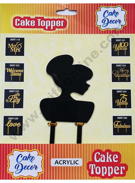 Cake Decor Mirror Finshing Acrylic Cake Topper Black Lady Face – Arife ...