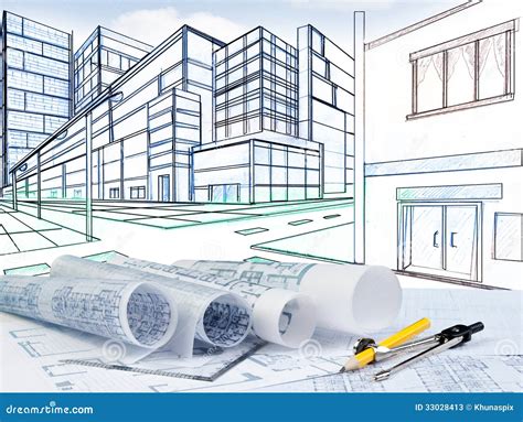 Two Point Perspective Sketching of Building on Street Junction Stock ...