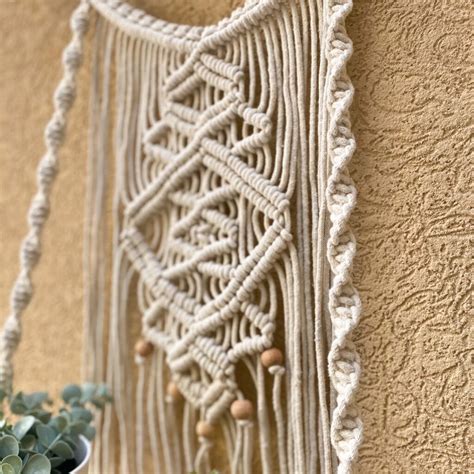 Avioni Home Boho Collection – Hand Knotted Macrame Hanging With Pine W ...