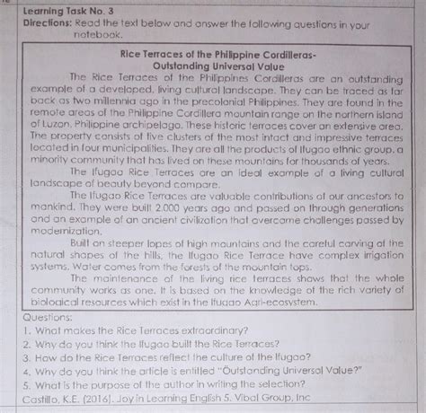 Learning Task No. 3Directions: Read the text below and answer the ...