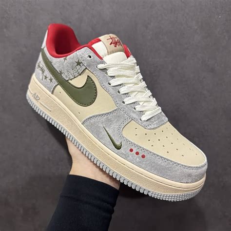 Airforce 1 x Stussy Grey Red First Copy Shoes
