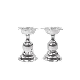 Buy POSHIFY German Silver Big Diya Set of 2, Pooja, Home Decor ...