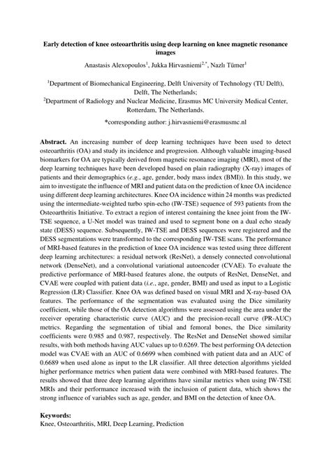 Knee Net Deep Learning Model 的图像结果