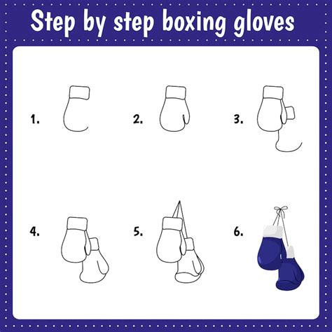 Step by step drawing illustration boxing gloves | Premium Vector