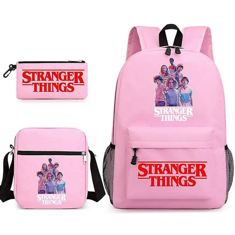 Stranger Things Backpack Three-piece Set Student School Bag Canvas Bag ...