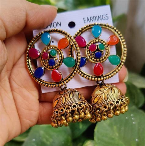 Pinapes Vintage Wheel Design Jhumka Earrings Handcrafted Ethnic Jewelr ...