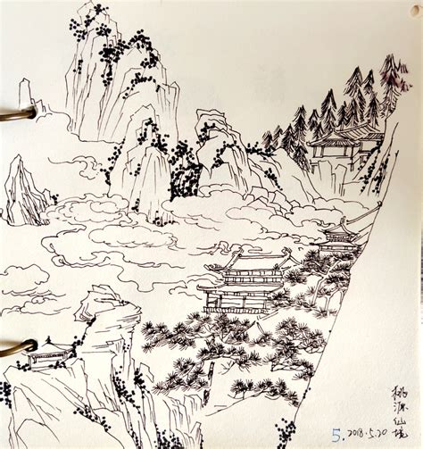 山水x钢笔白描|纯艺术|钢笔画|YUJANE0929 - 原创作品 - 站酷 (ZCOOL)