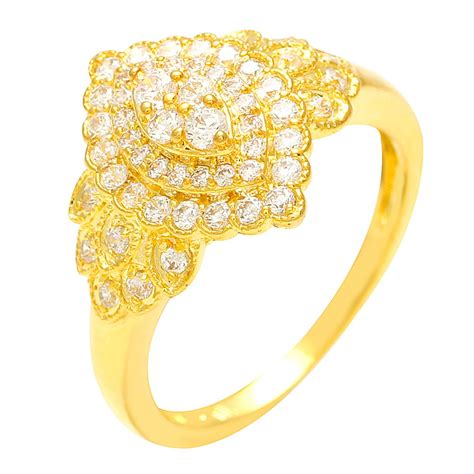 Buy Sparkling Drop 18 K Yellow Gold Plated Cluster Ring SDC066R096_10 ...