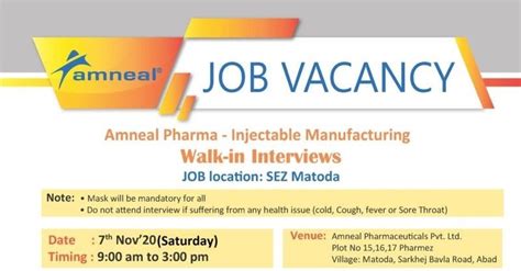Walk-in Interviews in Amneal Pharmaceuticals Pvt. Ltd Ahmedabad For ITI ...
