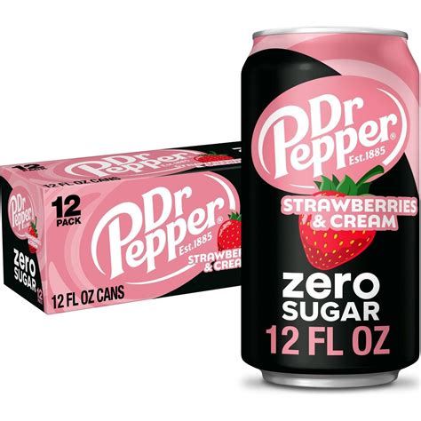 Dr Pepper Zero Sugar Strawberries & Cream Soda 12 pk Cans - Shop Soda ...
