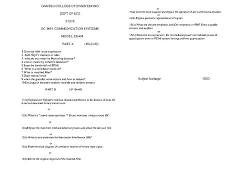 Cs model qus - GANESH COLLEGE OF ENGINEERING DEPT OF ECE II ECE EC 3491 ...