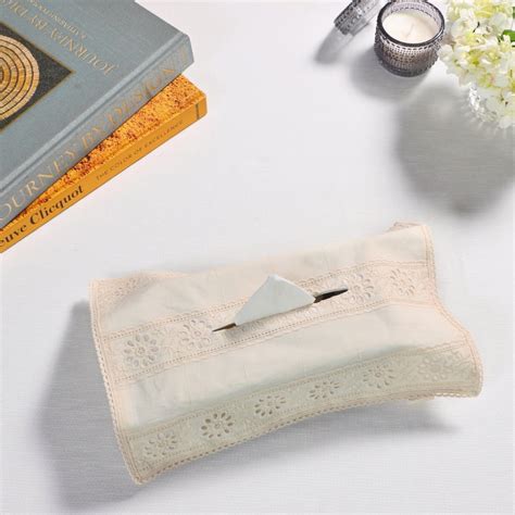 Off White Self Embroidered Tissue Box Cover – Hamari Asha